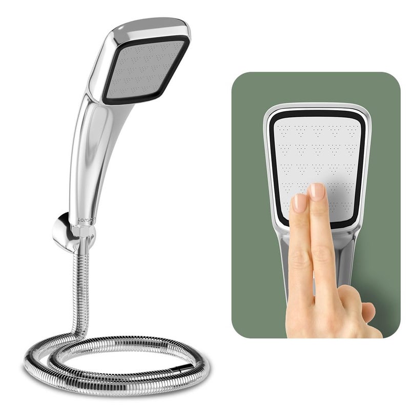 Lorazzo Luxe Hand Shower Luxurious Design with Black Accents Complete Set with 15 meter SS 304 Hose Pipe and Wall hook 1year warranty - Image 1