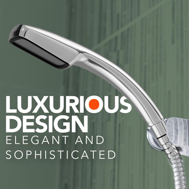 Lorazzo Luxe Hand Shower Luxurious Design with Black Accents Complete Set with 15 meter SS 304 Hose Pipe and Wall hook 1year warranty - Image 3