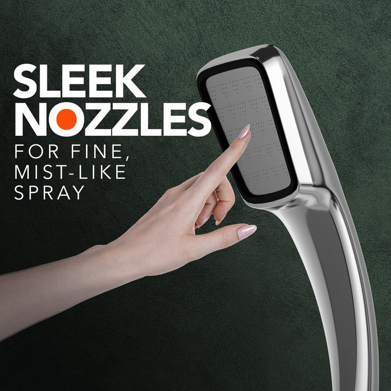 Lorazzo Luxe Hand Shower Luxurious Design with Black Accents Complete Set with 15 meter SS 304 Hose Pipe and Wall hook 1year warranty - Image 4