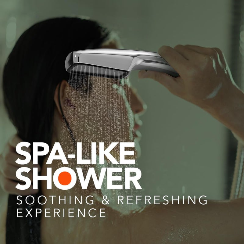 Lorazzo Luxe Hand Shower Luxurious Design with Black Accents Complete Set with 15 meter SS 304 Hose Pipe and Wall hook 1year warranty - Image 2
