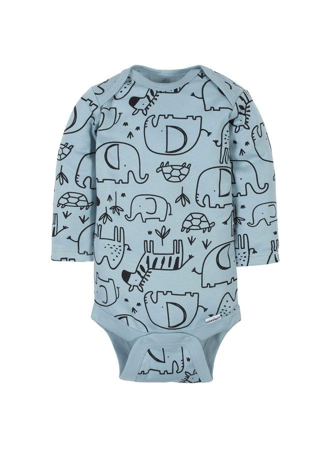 Gerber Gerber Baby Boys' 6-Pack Long-Sleeve Onesies Bodysuit, Jungle Blue, 3-6 Months  - Image 4