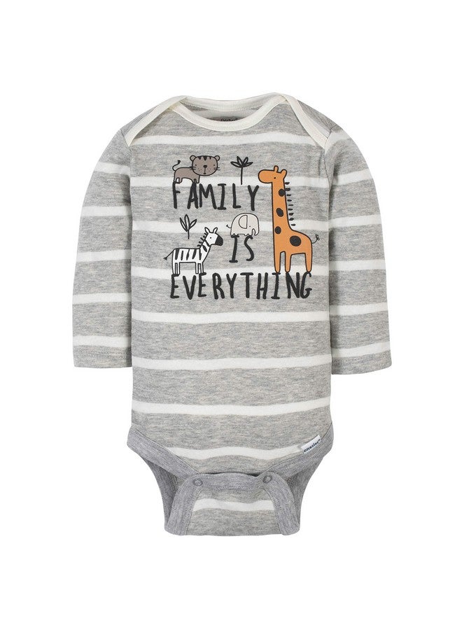 Gerber Gerber Baby Boys' 6-Pack Long-Sleeve Onesies Bodysuit, Jungle Blue, 3-6 Months  - Image 2