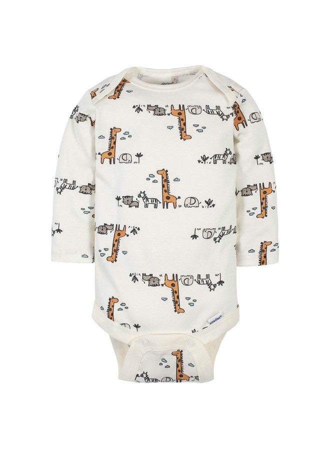 Gerber Gerber Baby Boys' 6-Pack Long-Sleeve Onesies Bodysuit, Jungle Blue, 3-6 Months  - Image 3