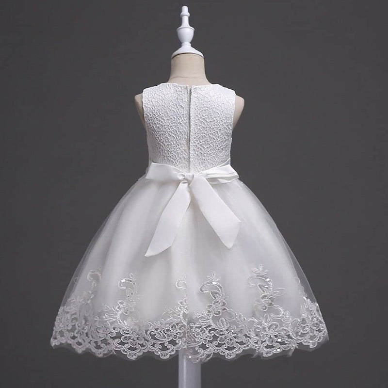 DreamHigh Flower Girl's Floral-Embroidered Pearl Embellished Evening Dress Up White- 8Y - Image 4