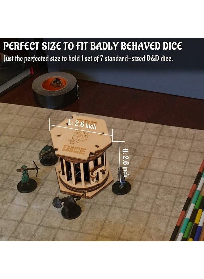 CZYY - Dnd Dice Jail Prison With Polyhedral Dice Set Wood Cage For Your Bad Dice (Dice Jail A) - Image 1