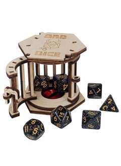 CZYY Dnd Dice Jail Prison With Polyhedral Dice Set Wood Cage For Your Bad Dice (Dice Jail A)  - Image 2