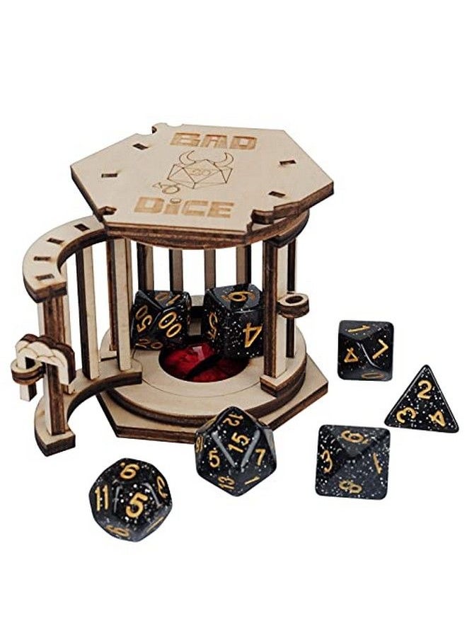 CZYY - Dnd Dice Jail Prison With Polyhedral Dice Set Wood Cage For Your Bad Dice (Dice Jail A) - Image 1