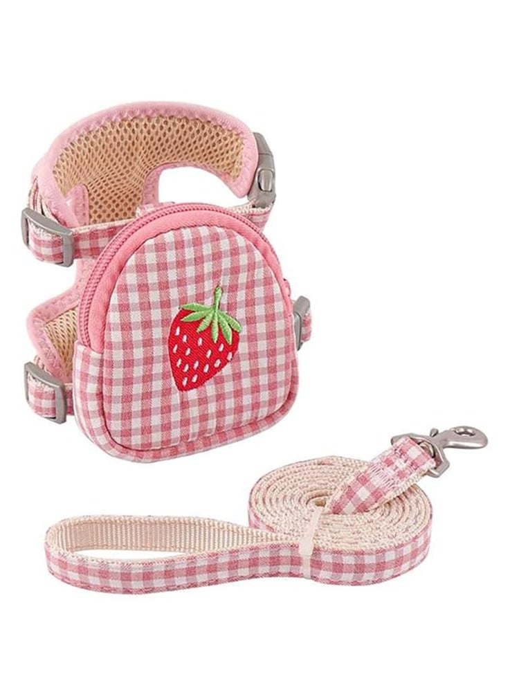 erorex - Cat Harness and Leash Set, Cute Fruit Print Mesh Detachable Puppy Harness, Breathable and Lightweight Pet Backpack Harness with Leash, Suitable for Doggie Outdoor Travel Hiking (Pink) - Image 1