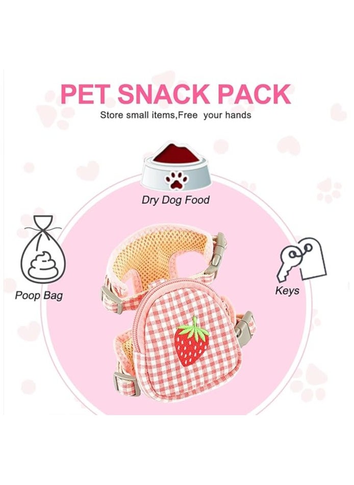 erorex - Cat Harness and Leash Set, Cute Fruit Print Mesh Detachable Puppy Harness, Breathable and Lightweight Pet Backpack Harness with Leash, Suitable for Doggie Outdoor Travel Hiking (Pink) - Image 1