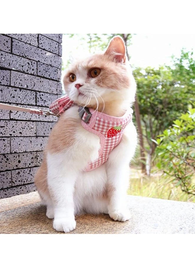 erorex - Cat Harness and Leash Set, Cute Fruit Print Mesh Detachable Puppy Harness, Breathable and Lightweight Pet Backpack Harness with Leash, Suitable for Doggie Outdoor Travel Hiking (Pink) - Image 1