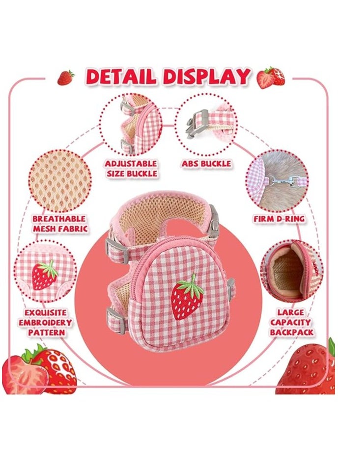 erorex - Cat Harness and Leash Set, Cute Fruit Print Mesh Detachable Puppy Harness, Breathable and Lightweight Pet Backpack Harness with Leash, Suitable for Doggie Outdoor Travel Hiking (Pink) - Image 1