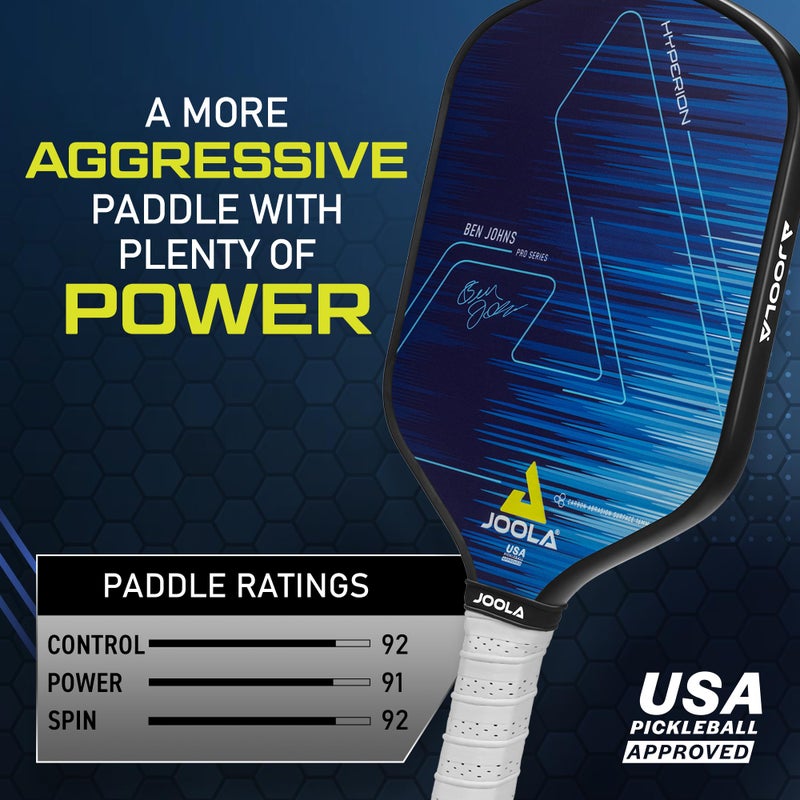 JOOLA Ben Johns Hyperion CAS 16 Pickleball Paddle - Carbon Abrasion Surface with High Grit & Spin, Sure-Grip Elongated Handle, 16mm, with Polypropylene Honeycomb Core, USAPA Approved - Image 2