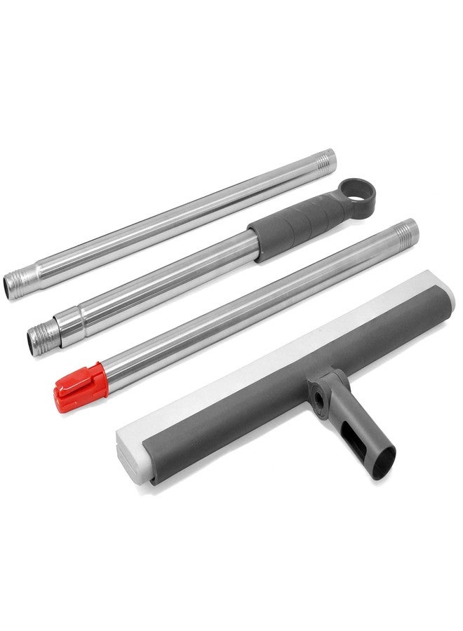FAYINA Premium Dual-Blade Floor & Window Foam Squeegee 13.75 Inches with Stainless Steel Handle Extendable up to 56 Inches (for Smooth Surfaces) - Image 2