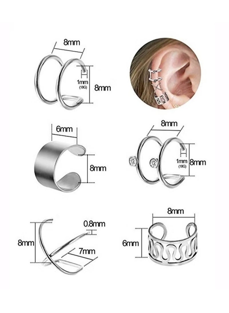 يا إلهي سوار أذن بسيط بدون أقراط مثقوبة طقم 12 قطعة - Image 3