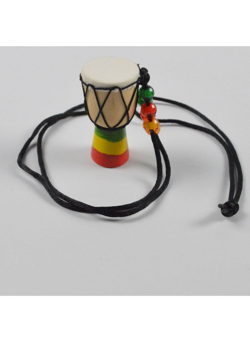 Generic Lijiang African Drum Necklace Mini African Crafts African Hand Drum Jewelry Special Key Pendant Log tricolor