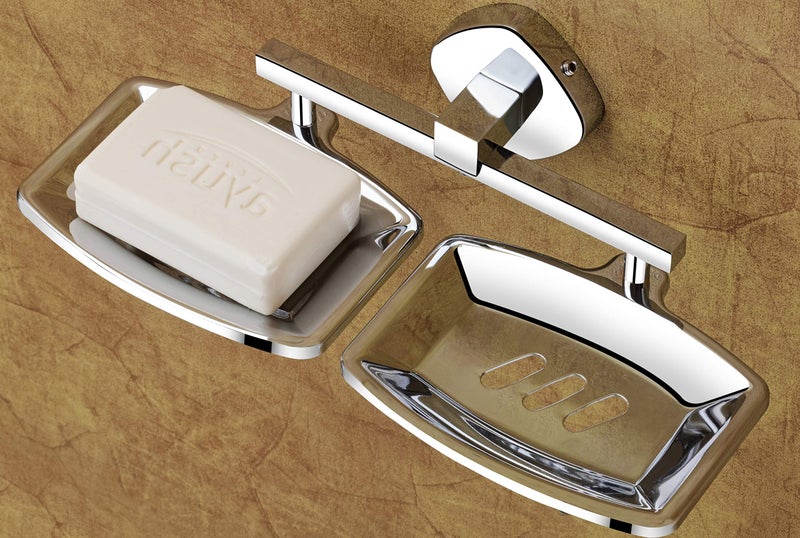 ISTAR Stainless Steel Corrosion Free Double Soap Holder with Glossy Finish (Silver, Pack of 1) - Image 2