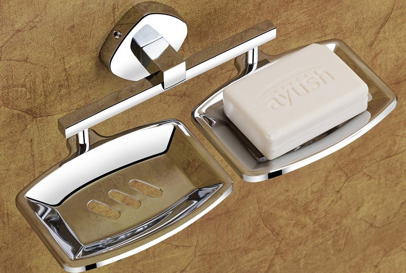 ISTAR Stainless Steel Corrosion Free Double Soap Holder with Glossy Finish (Silver, Pack of 1) - Image 1