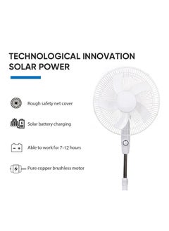 Next Life Rechargeable Solar Powered Pedestal Fan with DC Motor, 16 Inch Oscillating Motion Fan Head, 3 Speed ​​Modes with Solar Panel for Office Home Outdoor Camping  - Image 4
