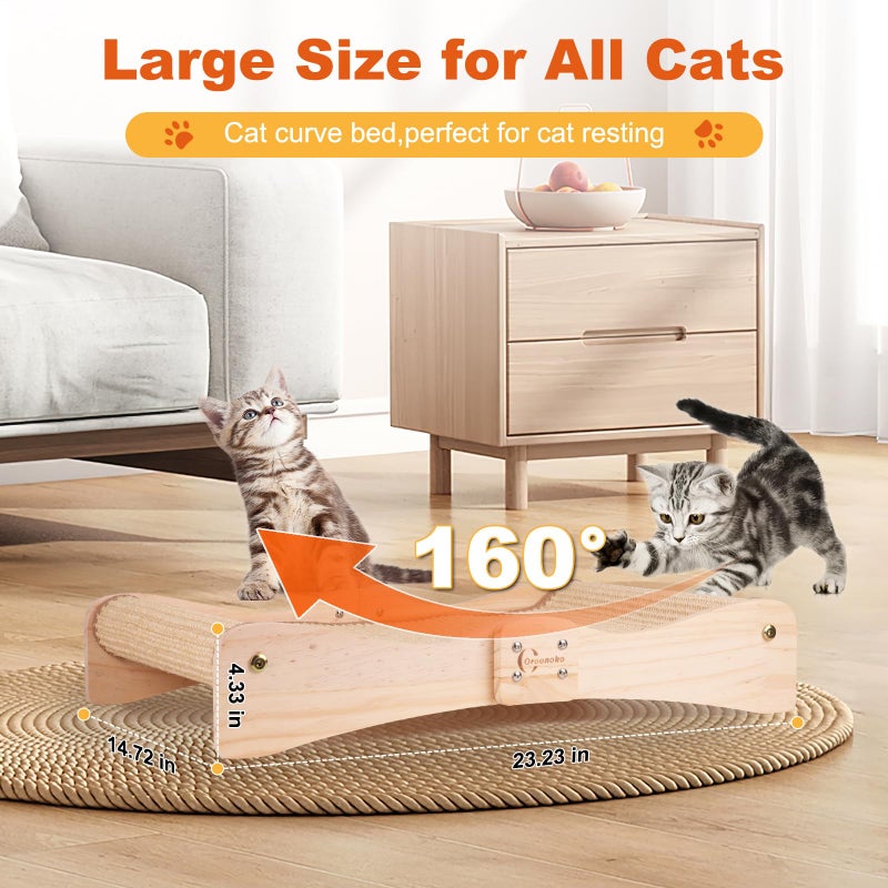 Oroonoko Sisal Cat Scratcher Bed,Extra Large Cat Scratch Post with Climbing Bed,Wooden Scratching Board with Sisal Pad for Kittens Cats and Small Animals Indoor Use - Image 2