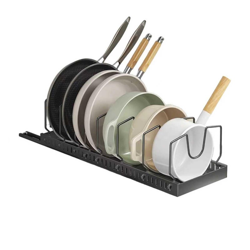 Mnftive pots and pans organizer under cabinet,pot lid organizers inside cabinet holders for kitchen,Horizontal and vertical pulling modes,cast iron storage (Black Vertical pull-out) - Image 2