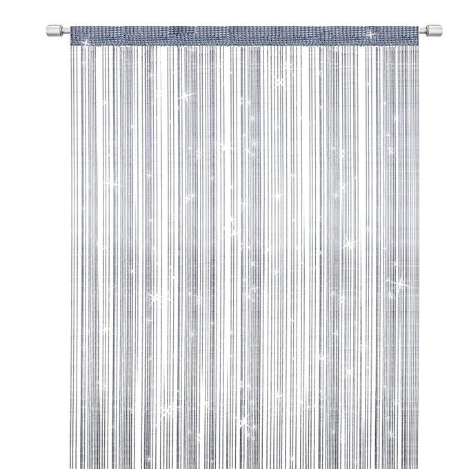 STRING CURTAINS DOOR FLY SCREEN CURTAIN ELEGANT DIVIDER TASSEL CURTAIN FOR HOME DCOR DIVIDER CURTAIN FOR DOORS AND WINDOWS SILVER 100X200CM