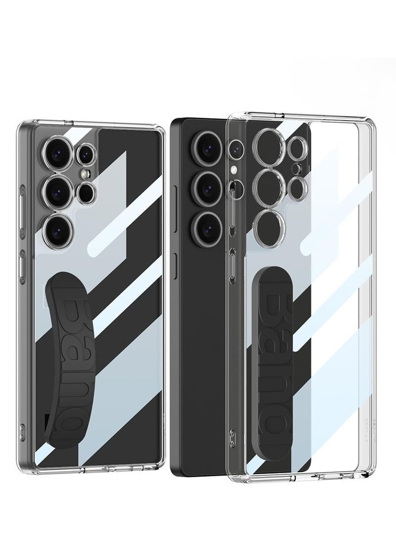 VKL - Transparent Case Compatible with Samsung Galaxy S25 Ultra, with Elastic Silicone Wristband, Clear Bumper Shell Seismic and Anti Fall Cover for Samsung Galaxy S25 Ultra (Black) - Image 1