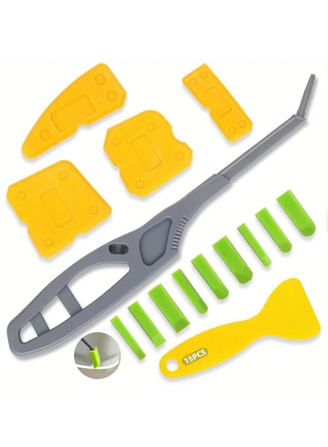 15pcs Silicone Caulking Tool Kit For Bathroom Kitchen Window Floor Sink Joint Caulk Removal - Image 2