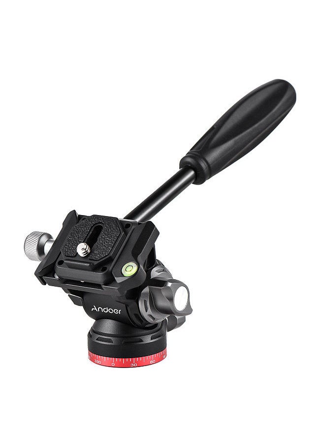 ANDOER Andoer Compact Video Fluid Head Pan Tilt Tripod Head Panorama Ballhead Tripod Mount Aluminum Alloy 1/4 Inch Screw 10kg/22lbs Load Capacity with Handle Quick Release Plate  - Image 1