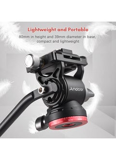 ANDOER Andoer Compact Video Fluid Head Pan Tilt Tripod Head Panorama Ballhead Tripod Mount Aluminum Alloy 1/4 Inch Screw 10kg/22lbs Load Capacity with Handle Quick Release Plate  - Image 4