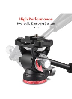 ANDOER Andoer Compact Video Fluid Head Pan Tilt Tripod Head Panorama Ballhead Tripod Mount Aluminum Alloy 1/4 Inch Screw 10kg/22lbs Load Capacity with Handle Quick Release Plate  - Image 2