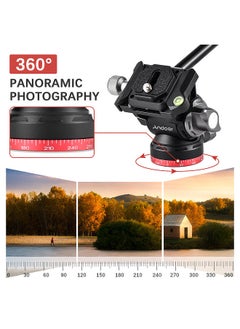 ANDOER Andoer Compact Video Fluid Head Pan Tilt Tripod Head Panorama Ballhead Tripod Mount Aluminum Alloy 1/4 Inch Screw 10kg/22lbs Load Capacity with Handle Quick Release Plate  - Image 3
