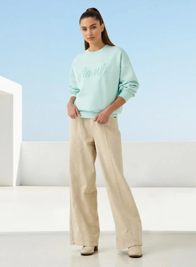 Splash FAV Regular Fit Sweatshirt with Typographic Print