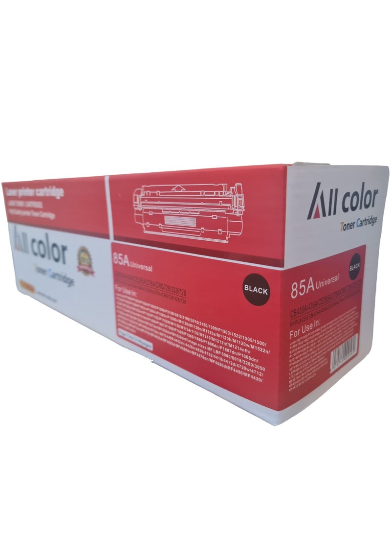 اول كلور خرطوشة حبر 85A CE285A ملونة بالكامل متوافقة مع طابعات HP LaserJet P1006 P1102 P1102W P1109w MFP M1212nf M1217nfw MF3010 Canon ImageClass LBP6000 LBP6030W MF3010 (أسود) - Image 1