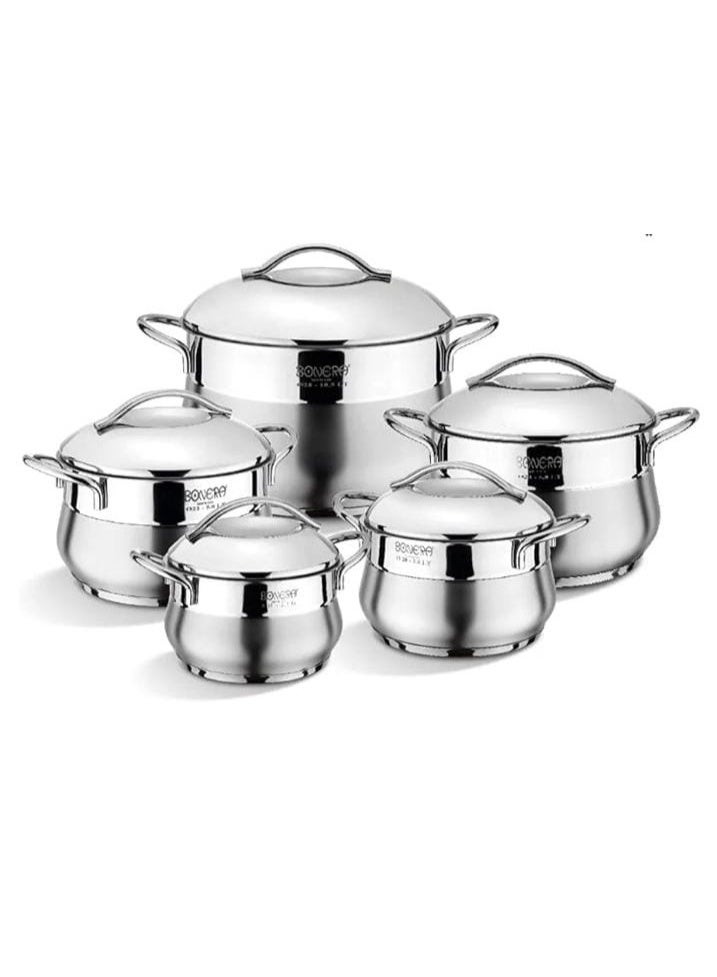Aldo Stainless Steel Cookware Set, 10 Pieces - 18/10 Stainless Steel, Sizes 16/30 - Image 1