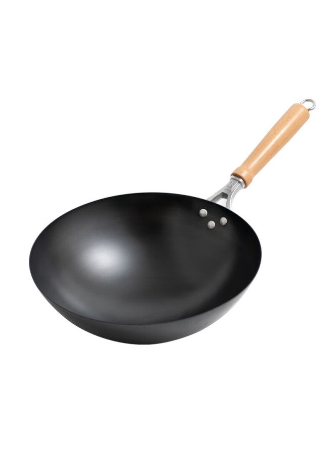 Jitiechui Iron Wok, Stir-fry Pan, Seasoned Iron Pan, Zhangqiu Handmade, Non-coated, Non-stick, Wok Spatula 36cm + Lid - Image 3