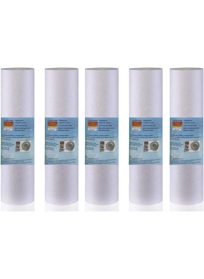 Royal Apex Water Filter Replacement Cartridges 10" Polypropylene Cotton Sponge Universal Cartridges Standard Pre-Filter Yarn Sediment For Standard Ro Systems Pack Of 5 10" Sponge 70G - Image 1