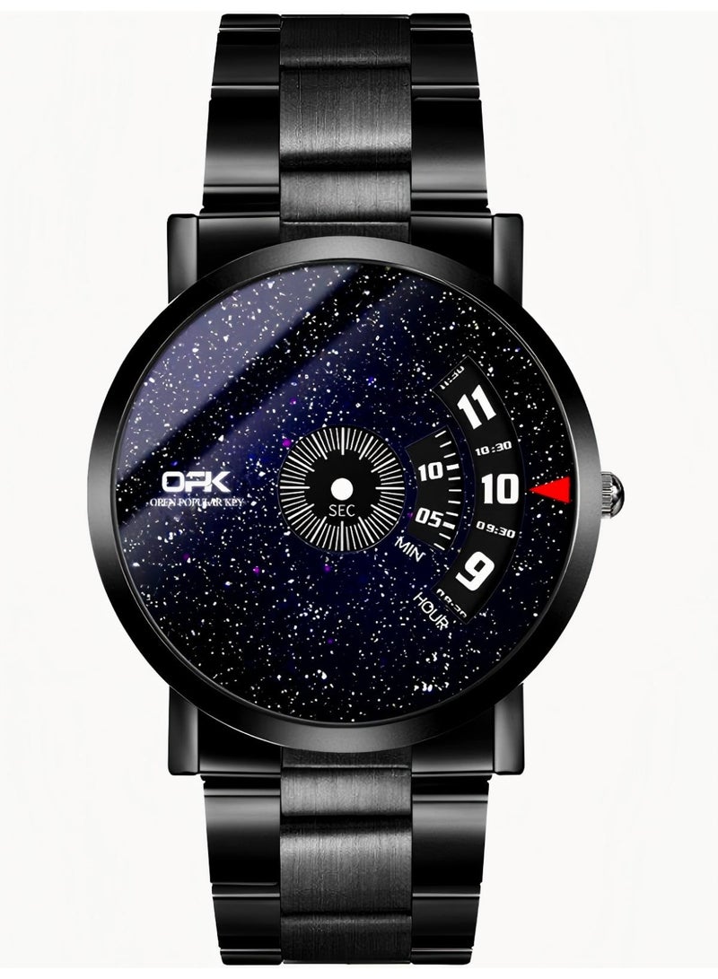 OPK Watch for Men Starry Sky Dial Watch Stainless Steel Waterproof Sleek Analog Quartz Wrist Watch Stylish Distinctive Casual Cool Men Watches - Image 1