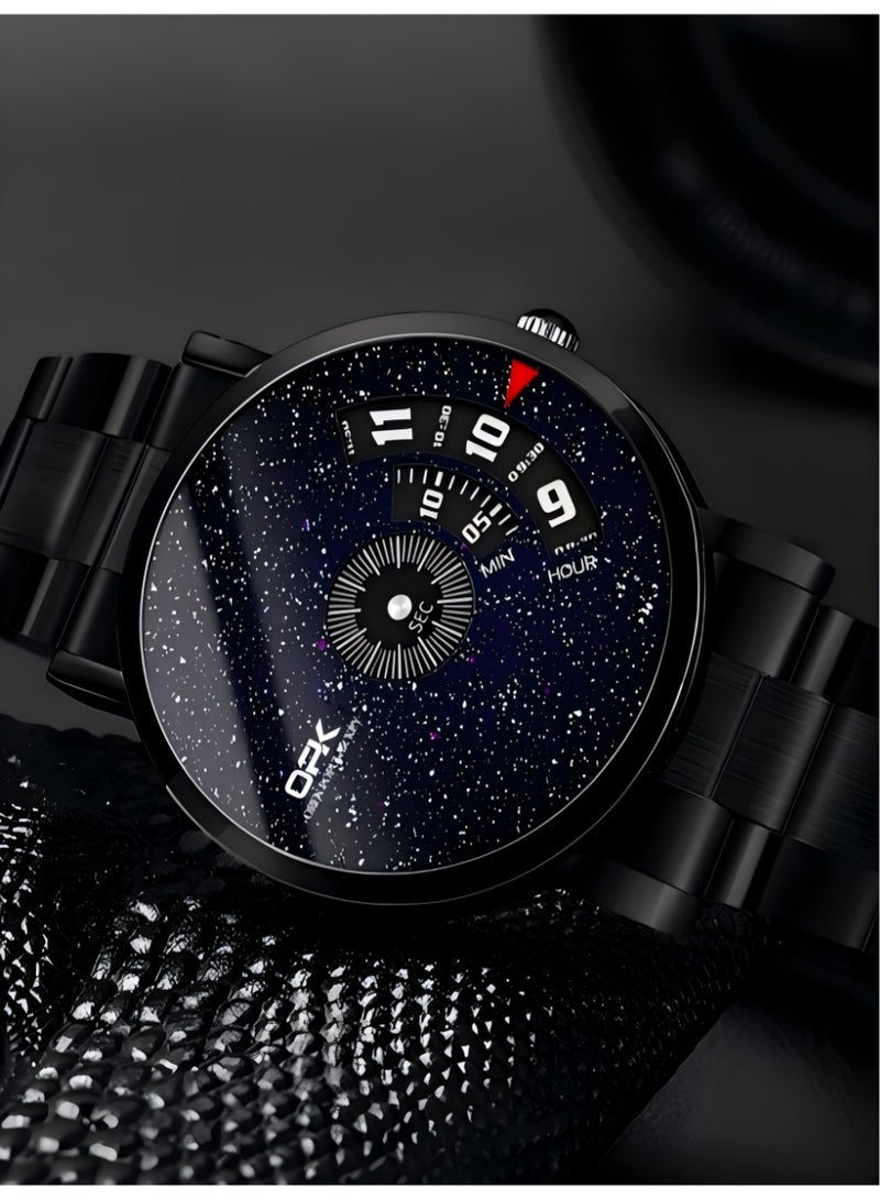 OPK Watch for Men Starry Sky Dial Watch Stainless Steel Waterproof Sleek Analog Quartz Wrist Watch Stylish Distinctive Casual Cool Men Watches - Image 3