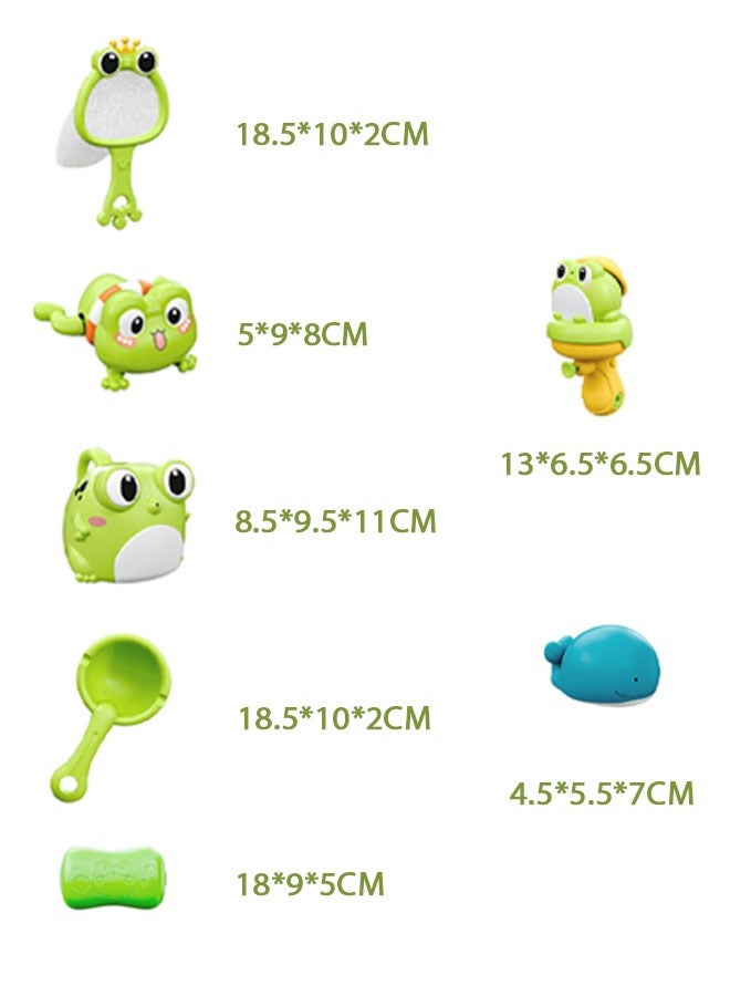 7PCS Bath Toys, Cute Swimming Frog Baby Bath Toys for Toddler, Water Pool Floating Wind Up Toys for 1 Year Old Boy Girl Gifts, Infant Toddlers Kids Bathtub Toys, Green  - Image 2