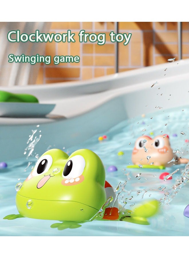 7PCS Bath Toys, Cute Swimming Frog Baby Bath Toys for Toddler, Water Pool Floating Wind Up Toys for 1 Year Old Boy Girl Gifts, Infant Toddlers Kids Bathtub Toys, Green  - Image 3