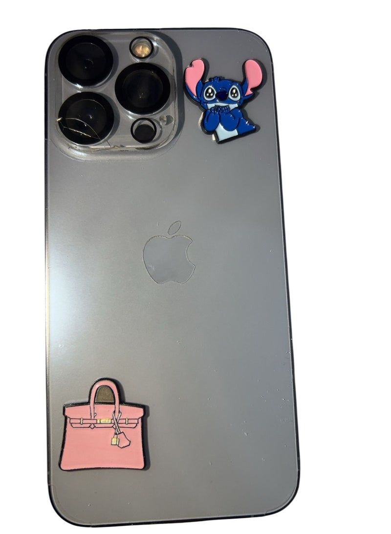 Pink Woman Bag 3D Metal Sticker (1pc) and Stitch (Disney) 3D Metal Sticker (1pc) – Premium Set of 2 Large Size with 3M Adhesive | A Symbol of Style, Femininity, and Everyday Confidence, and A Symbol of Fun, Friendship, and Bold Individuality  - Image 1