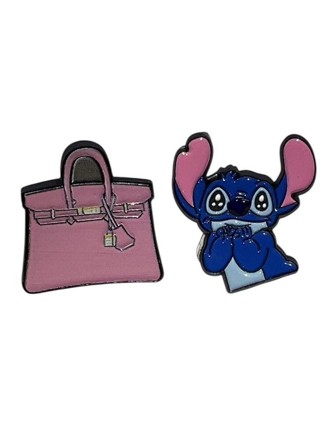Pink Woman Bag 3D Metal Sticker (1pc) and Stitch (Disney) 3D Metal Sticker (1pc) – Premium Set of 2 Large Size with 3M Adhesive | A Symbol of Style, Femininity, and Everyday Confidence, and A Symbol of Fun, Friendship, and Bold Individuality  - Image 2