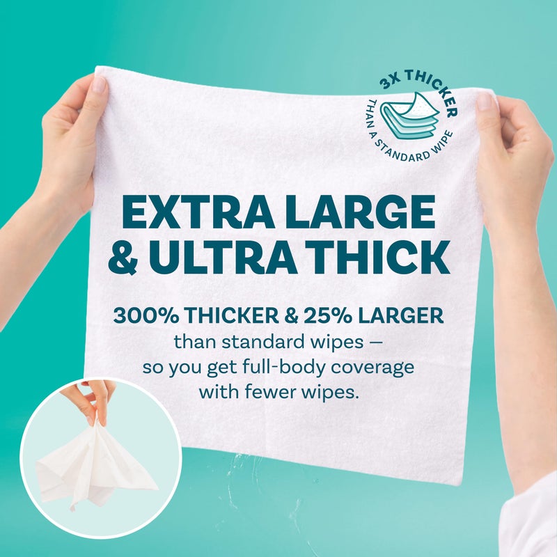 scrubzz Extra Large Bath Wipes for Adults No Rinse - 80 Disposable Body Cleansing Cloths for Men, Women & Elderly - Great for Gym, Camping, Post Surgery - Image 2