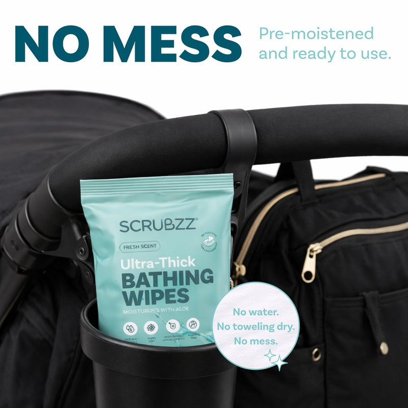 scrubzz Extra Large Bath Wipes for Adults No Rinse - 80 Disposable Body Cleansing Cloths for Men, Women & Elderly - Great for Gym, Camping, Post Surgery - Image 5