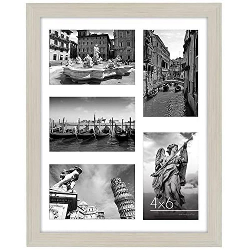 Americanflat 4x6 Collage Picture Frame with ShatterResistant Glass Fits Five 4x6 Photos or Use as One 11x14 Picture Frame Signature Collection Collage Frames for Wall Display Light Wood