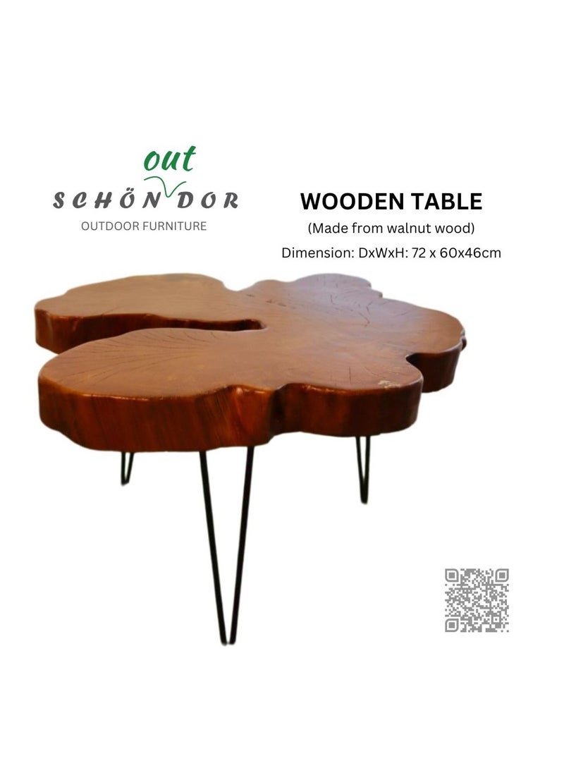 Schondor Furniture - Wooden Table | Side Table | Coffee Table | Made From Walnut Wood | Perfect For Bedroom & Living Room - Image 1