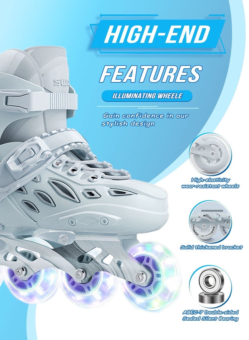 sway زلاجات أطفال قابلة للتعديل مع عجلات مضيئة، زلاجات لياقة بدنية خارجية، زلاجات قابلة للتعديل للأولاد والبنات - Image 3