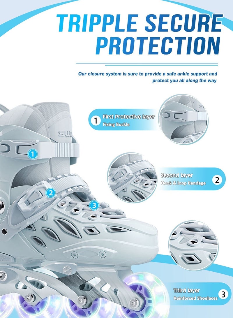 sway زلاجات أطفال قابلة للتعديل مع عجلات مضيئة، زلاجات لياقة بدنية خارجية، زلاجات قابلة للتعديل للأولاد والبنات - Image 2