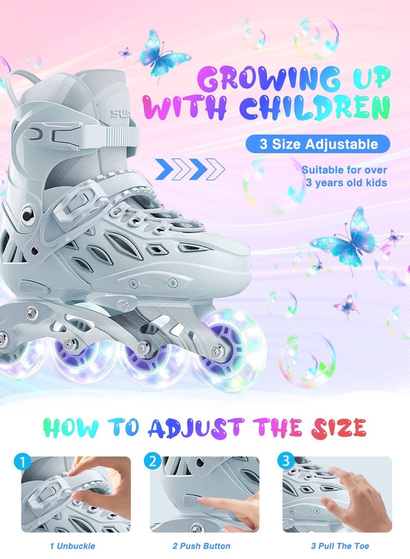 sway زلاجات أطفال قابلة للتعديل مع عجلات مضيئة، زلاجات لياقة بدنية خارجية، زلاجات قابلة للتعديل للأولاد والبنات - Image 4