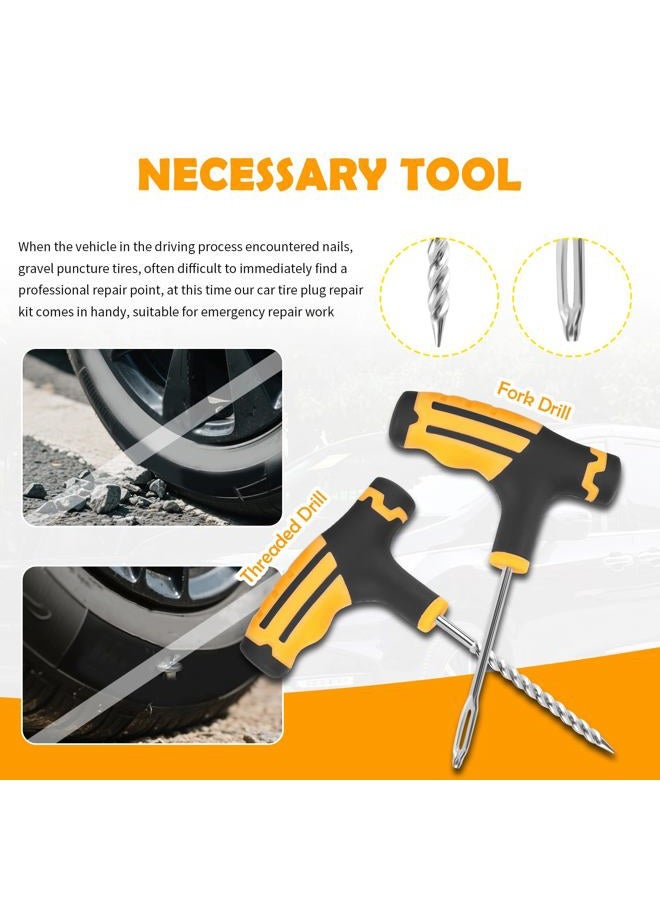 YGDMD 30PCS Car Tire Plug Kit,Essential Car Emergency Flat Tire Repair Kit Contains Drill/Rubber Repairs Screws/Cars Tires Repair Plugs,Professional Tubeless Tires Patch Kits for Cars - Image 3